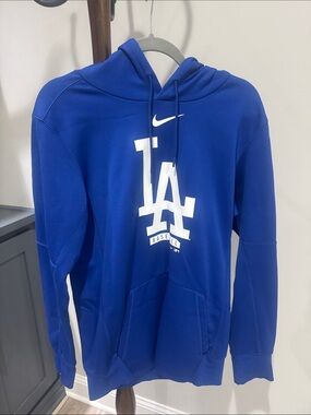 Nike Royal Blue LA Dodgers Crewneck Hoodie with White Logo